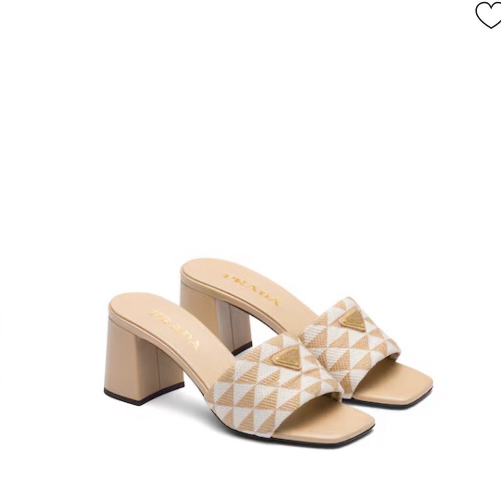 PRADA Embroidered Block Sandals